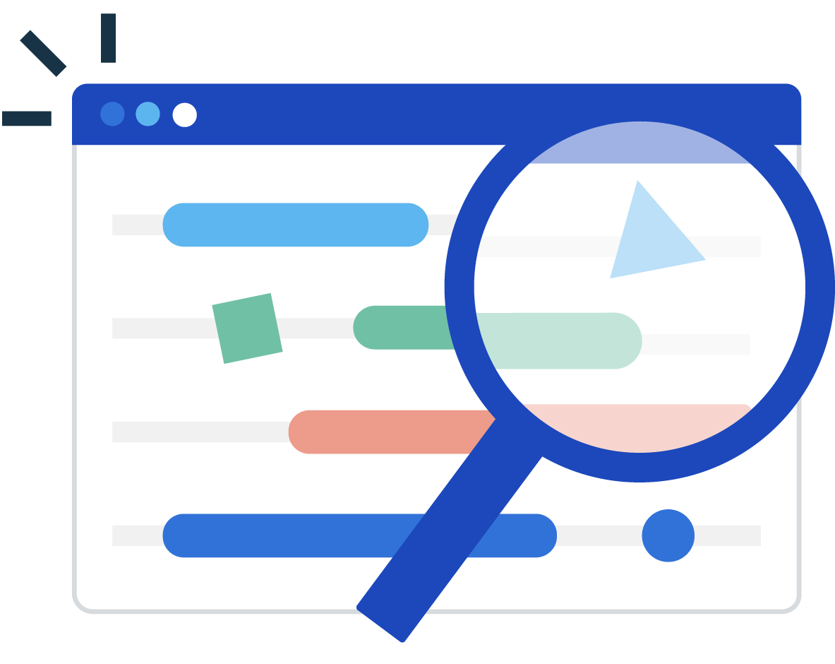 graphic of magnifying glass over roadmap